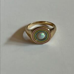 Elizabeth Stone Gold Rainbow Ring with Opal Center Size 7